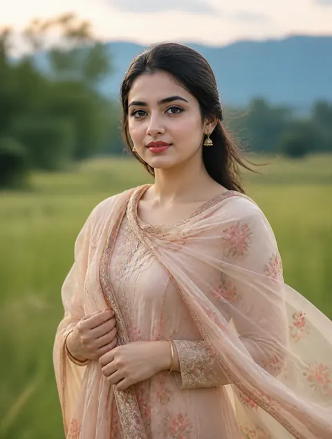 Elegant Lady in Meadow Portrait