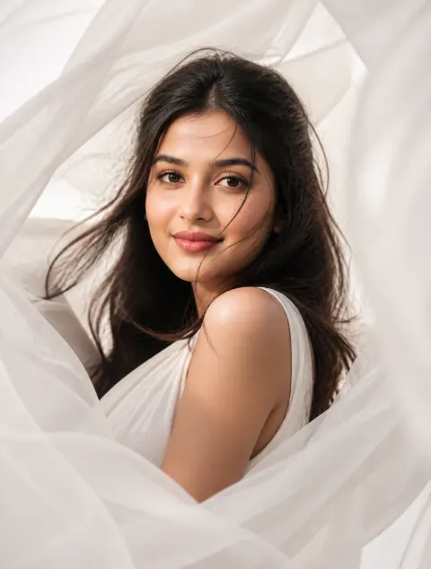 Ethereal White Fabric Fashion Portrait