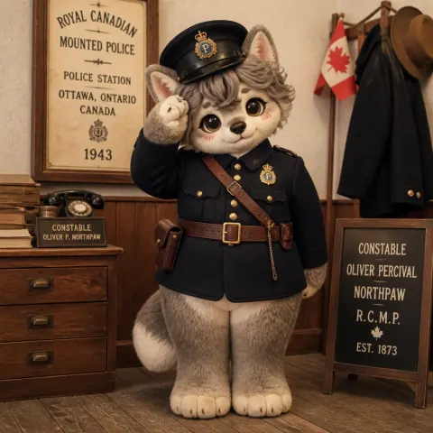 Vintage Cute Anthro Police Officer