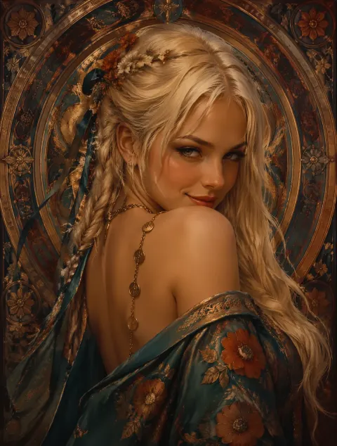 Classical Digital Painting Art Nouveau Style
