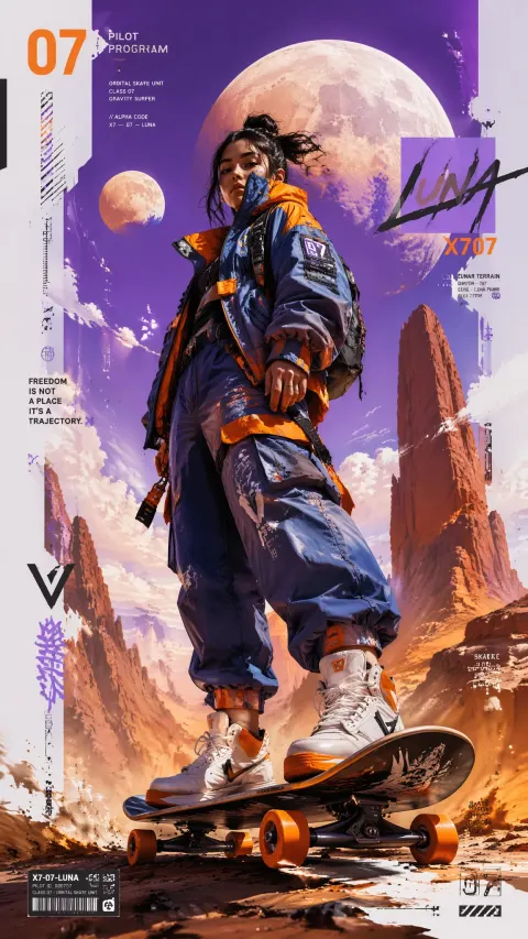Cyber Skater Girl Poster