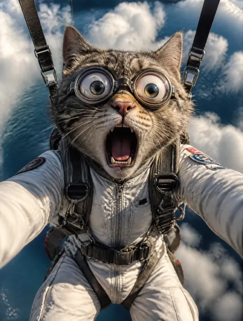 Skydiving Cat Astronaut Shock