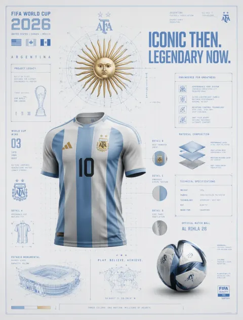 Argentina World Cup Blueprint Poster