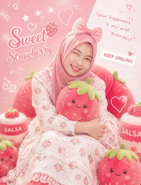 Sweet Strawberry Kawaii Poster Portrait