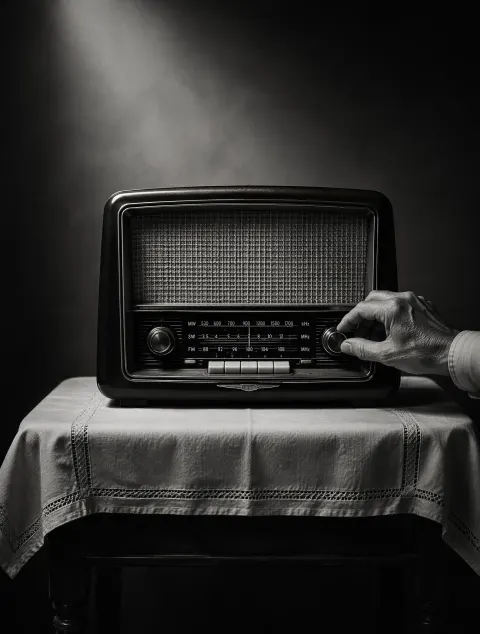 Vintage Radio Noir Poster