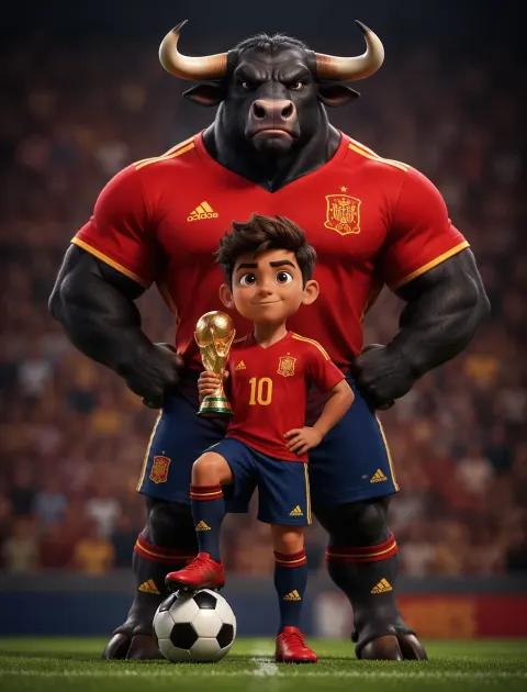 Spanish Bull Mascot Soccer Victory
