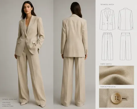 Quiet Luxury Oat Wool Suit Editorial