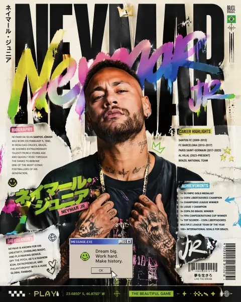 Neymar Jr Street Art Poster