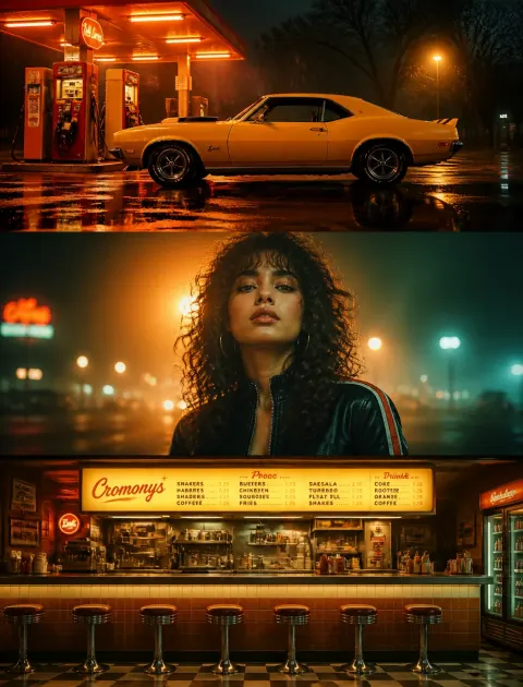 Neon Retro Triptych Nights