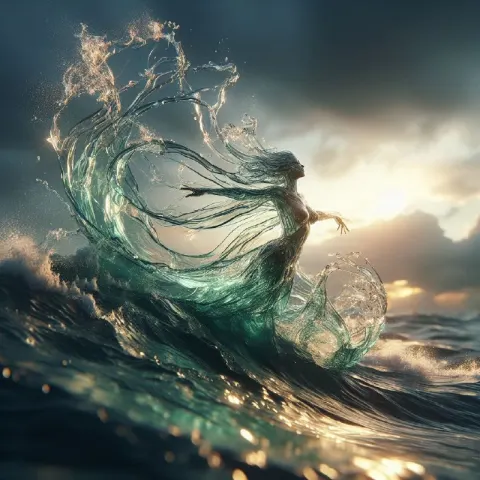 Transparent Ocean Wave Shaped Like Dancing Woman