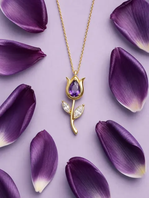 Amethyst Tulip Pendant Macro Shot