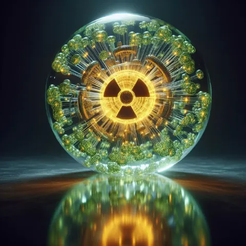 Glowing Uranium Crystal Ball Nuclear Energy Concept