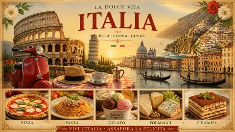 Italian Golden Hour Travel Poster Montage