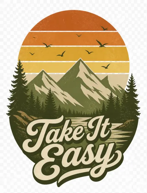 Retro Mountain Sunset Vibes