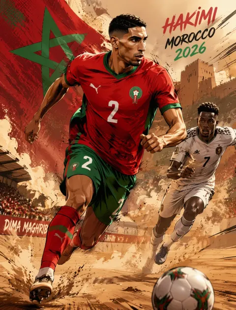 Comic Style Football Sprint Hakimi
