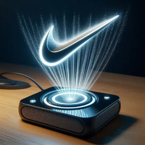 Nike Logo Hovering Above LED Magnetic Speaker