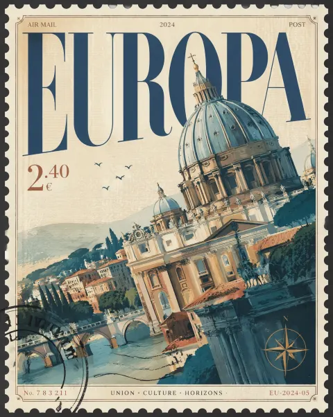 Premium Europa Collectible Stamp Poster Design