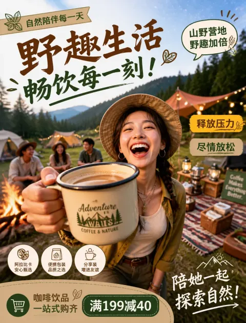 Camping Coffee Girl Outdoor Fun