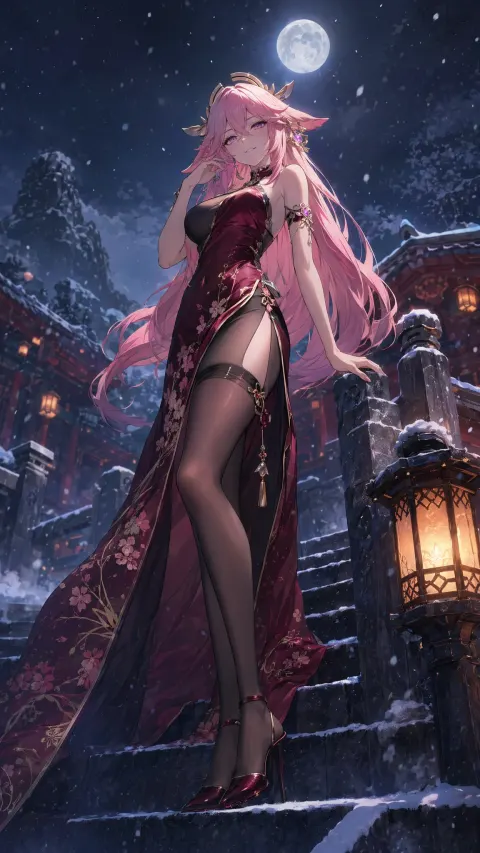 Yae Miko Snowy Night Seduction