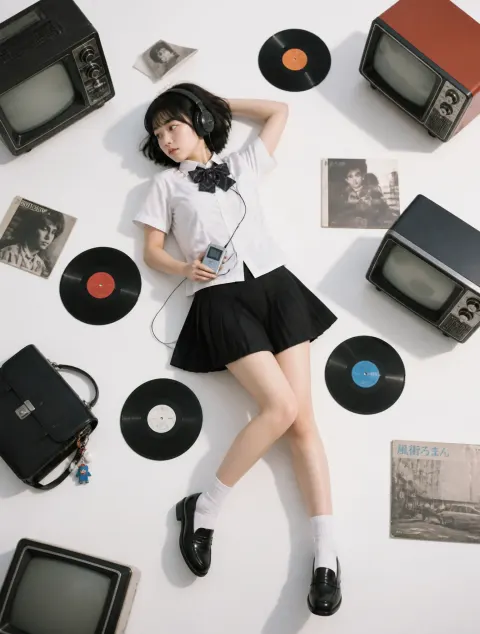 Nostalgic Top-Down Schoolgirl Moment