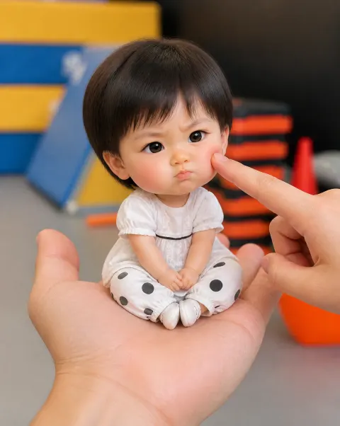 Chibi Character Cheek Poke