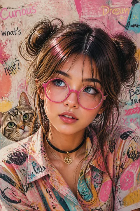 Blue-Eyed Girl with Tabby Cat