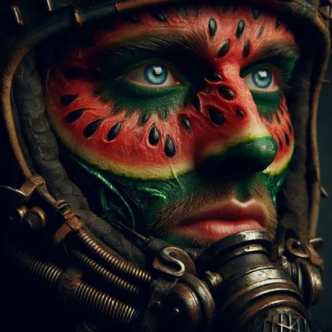 Dieselpunk Eye Close-Up With Watermelon Face Paint