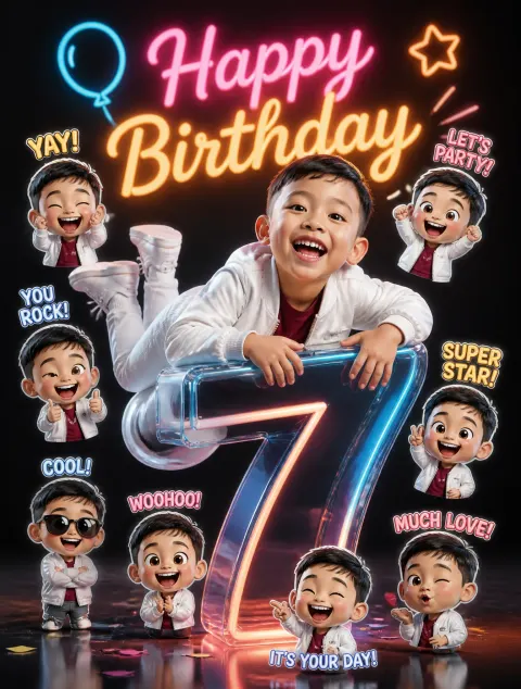 Neon Birthday Studio Portrait