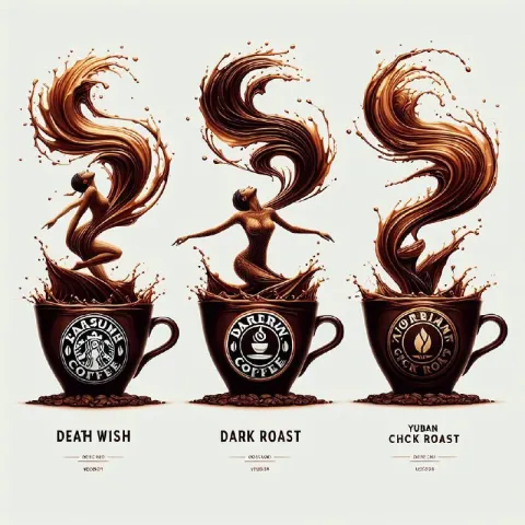 Coffee Brand Cups Series With Artistic Pour Designs