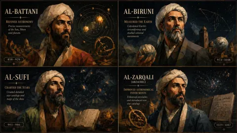 Famous Muslim Astronomers Low Poly Art