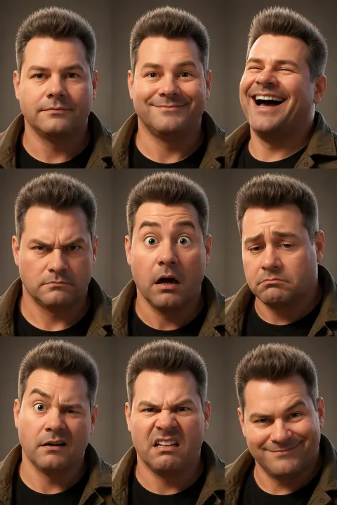 Stylized 3D Character Expression Sheet
