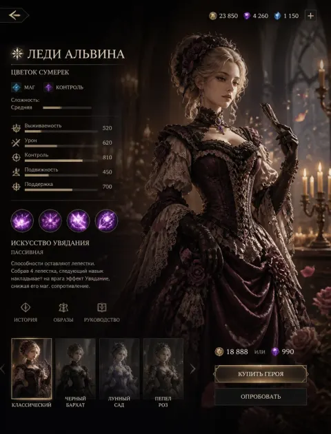 MOBA Victorian Lady Hero Screen