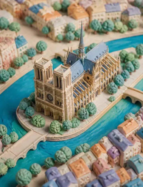 Plasticine Notre-Dome Cathedral Wonder