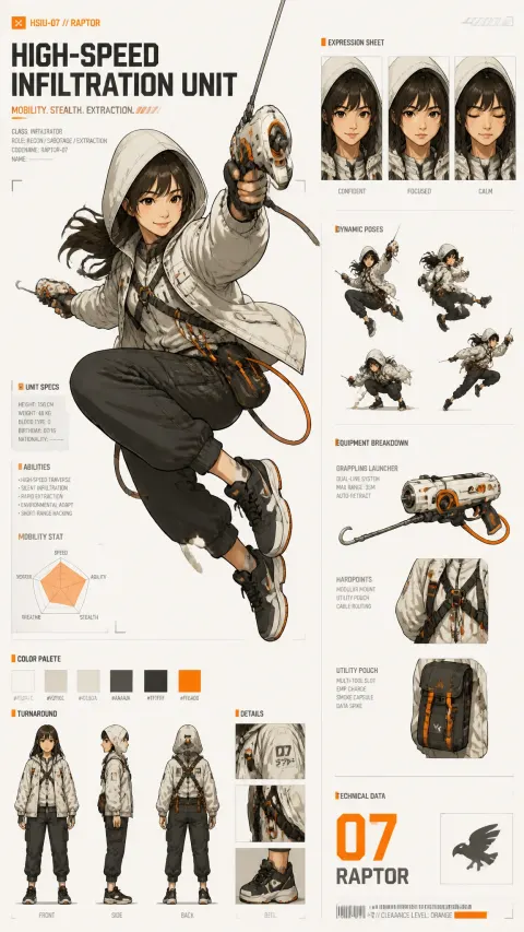 Tech-Wear Character Concept Sheet