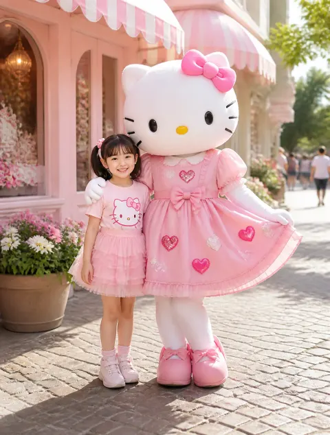Girl with Hello Kitty at Pink Boutique