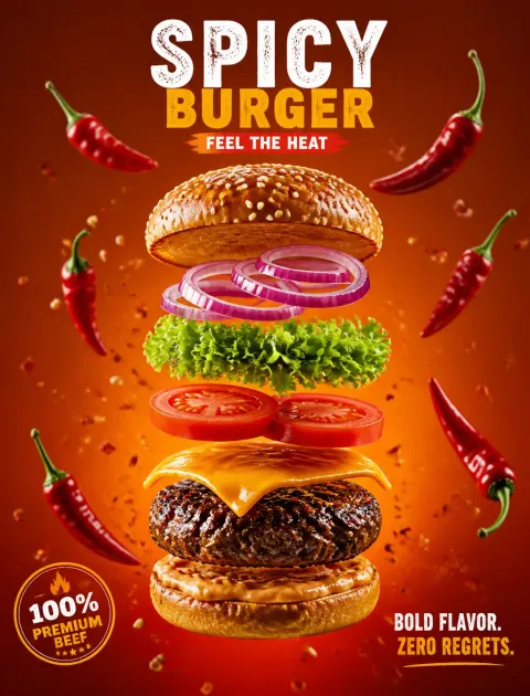 Floating Deconstructed Gourmet Cheeseburger