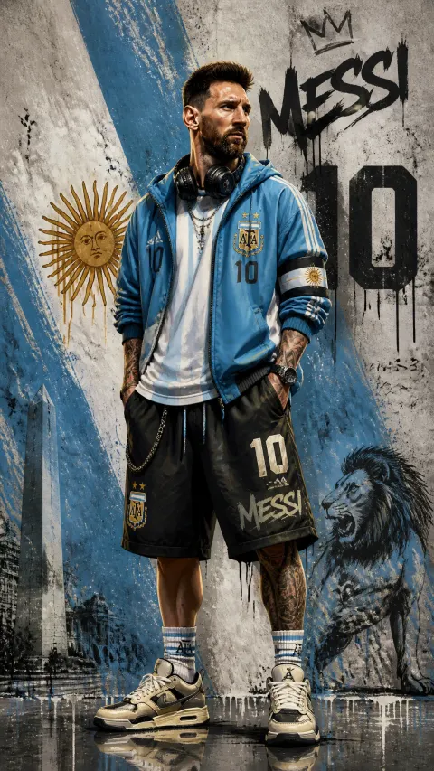 Messi Street Graffiti Art Poster