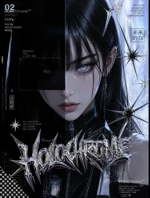 Obsidian Holographic Anime Girl