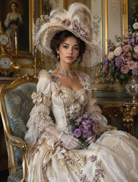 Rococo Lady In Regal Gown
