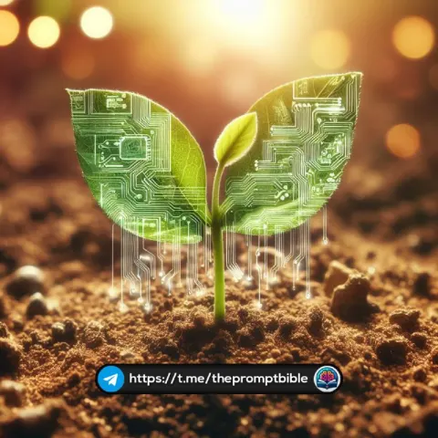 Sprouting Plant With Circuit Board Leaf Concept