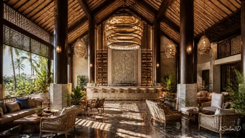 Tropical Resort Hotel Lobby Bar