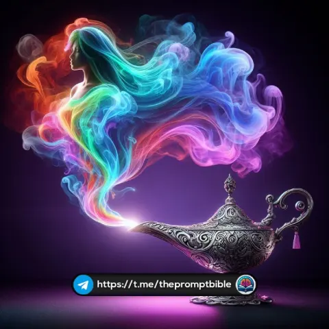 Silver Magic Lamp With Smoke Woman Silhouette