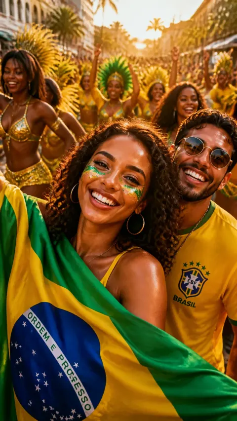 Vibrant Brazilian Fans Street Portrait
