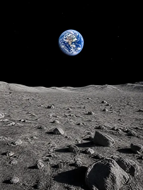 Earth View From Lunar Surface