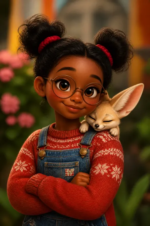 Pixar Girl with Fennec Fox