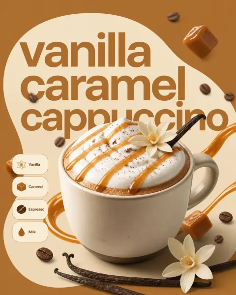 Minimalist Vanilla Caramel Coffee Ad