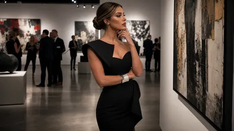 Elegant Woman at Art Gallery