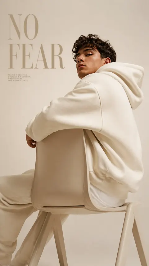 Premium Ivory Hoodie Fashion Editorial