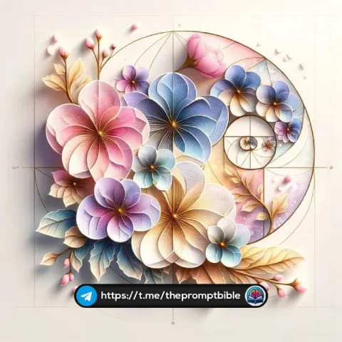 3D Geometric Sakura Flowers in Fibonacci Alcohol Ink