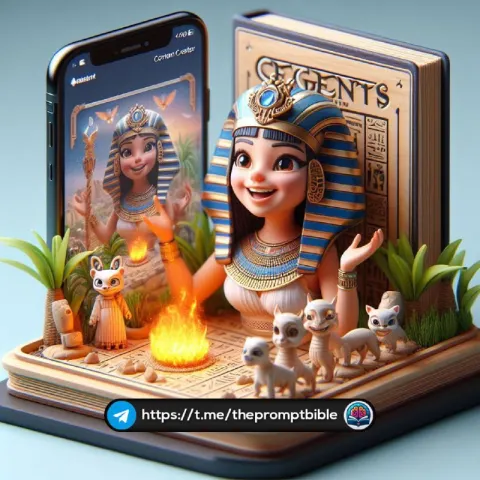 Egyptian Girl Content Creator 3D Phone Scene Art